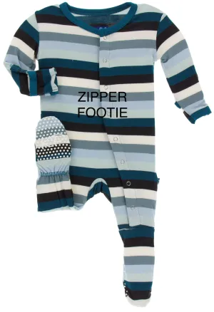 KicKee Pants Meteorology Stripe Footie with Zipper
