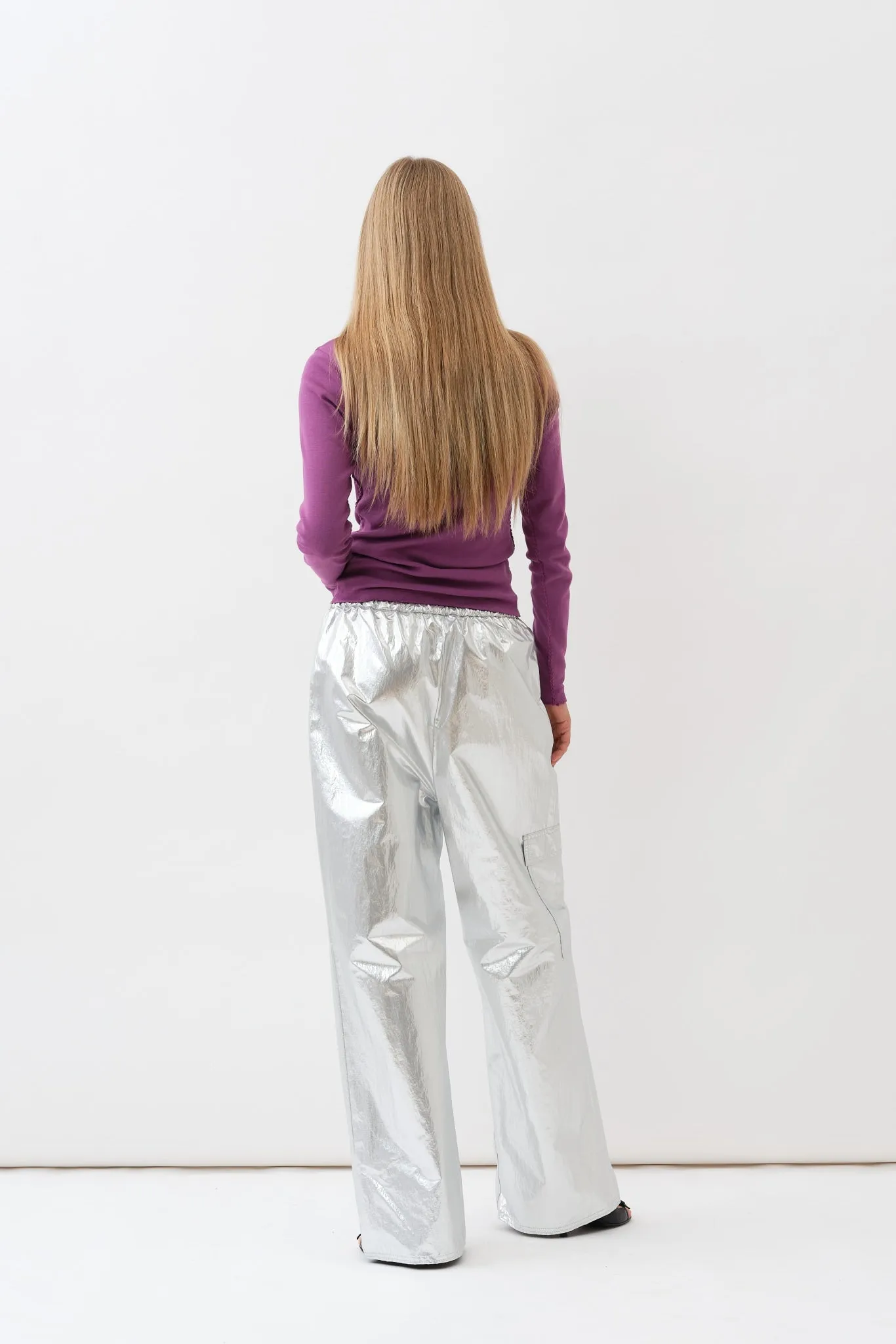 Lak Pants — Silver Metallic