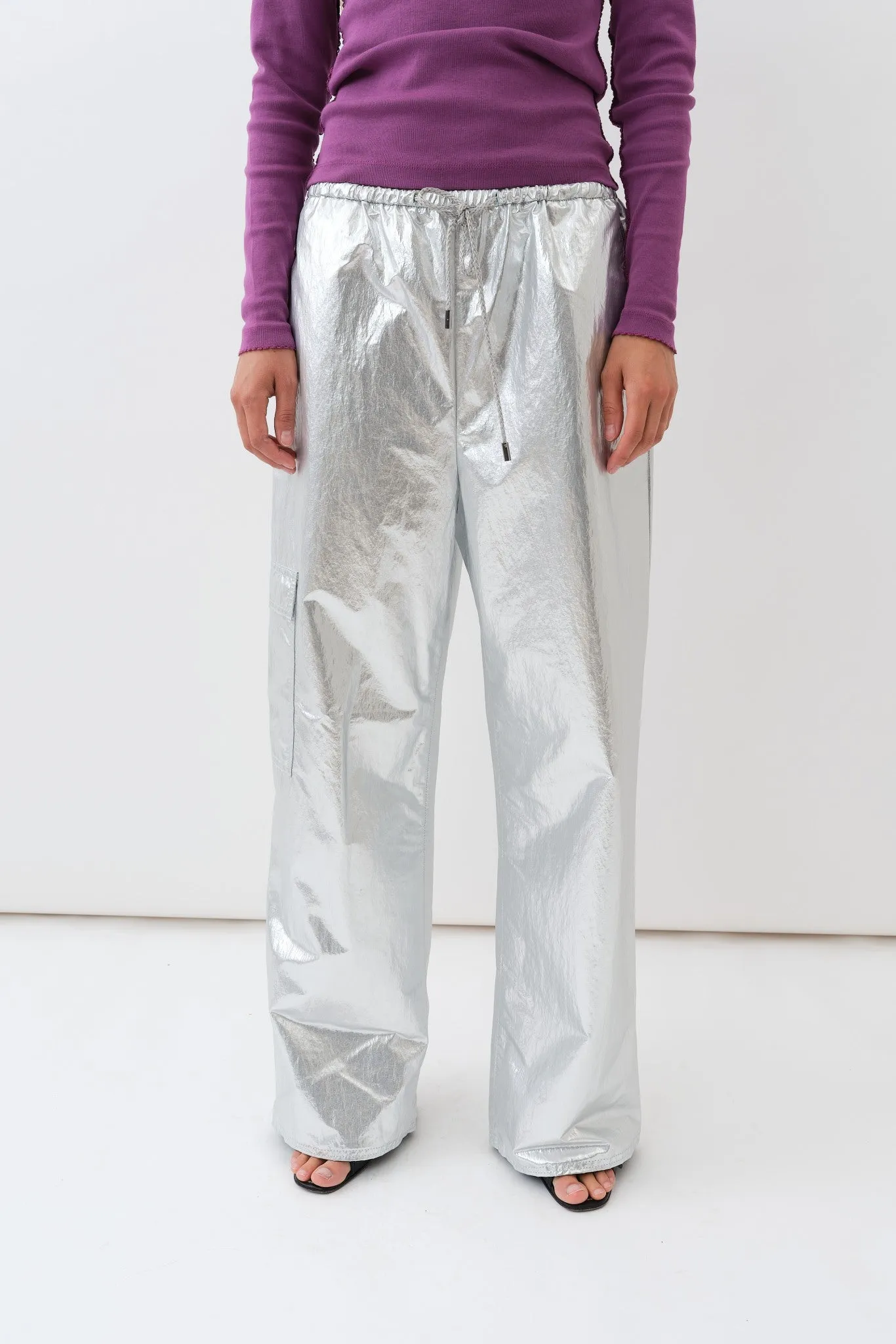 Lak Pants — Silver Metallic