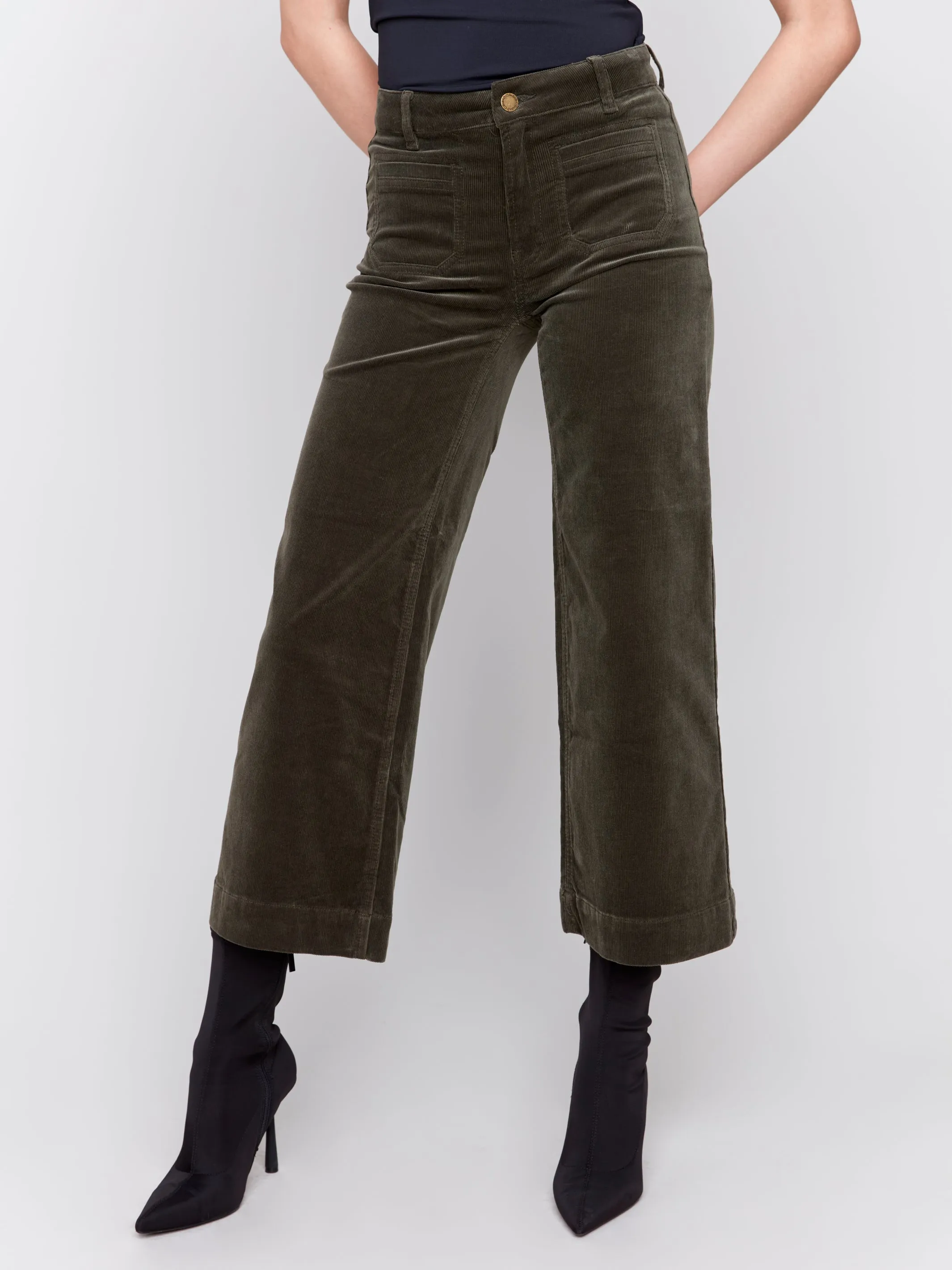 Patch Pocket Corduroy Flare Pants