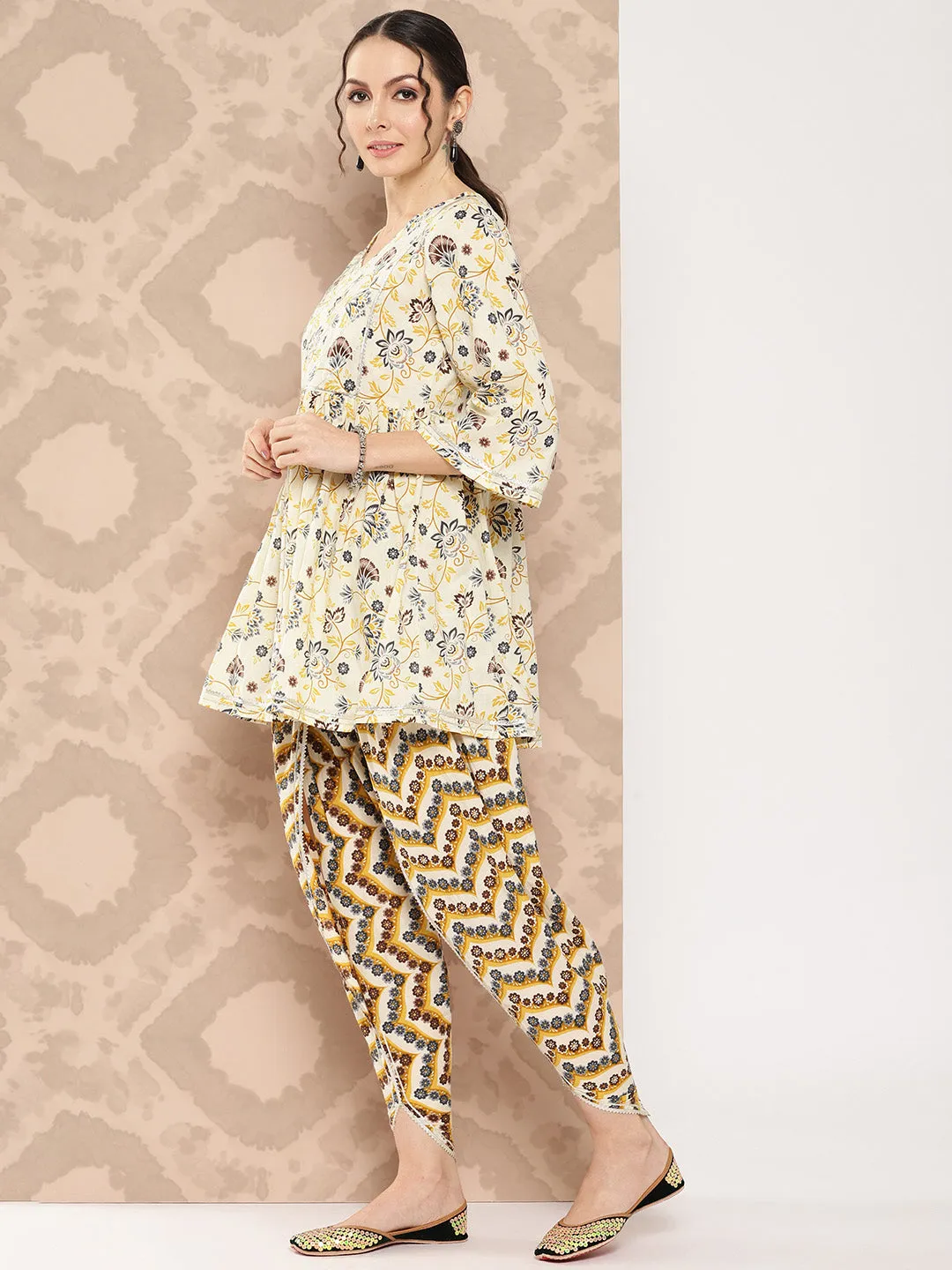 Women Yellow Pure Cotton Kurta Set