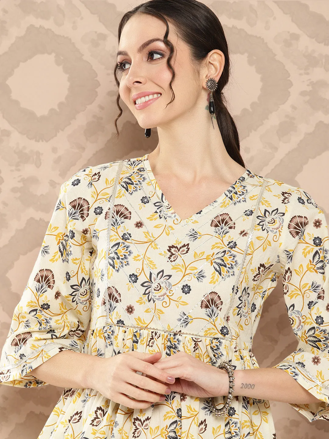 Women Yellow Pure Cotton Kurta Set